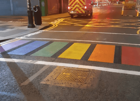 A rainbow walk appeared in the city centre overnight to mark Pride 2021 A rainbow walk appeared in the city centre overnight to mark Pride 2021