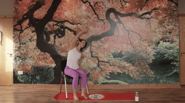This chair yoga is great for those of us who spend a lot of time at a desk This chair yoga is great for those of us who spend a lot of time at a desk