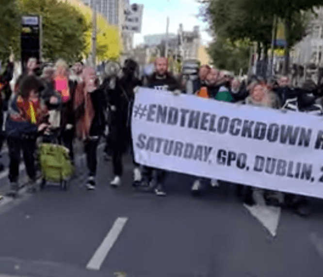 WATCH: Large anti-lockdown march in Dublin earlier today WATCH: Large anti-lockdown march in Dublin earlier today