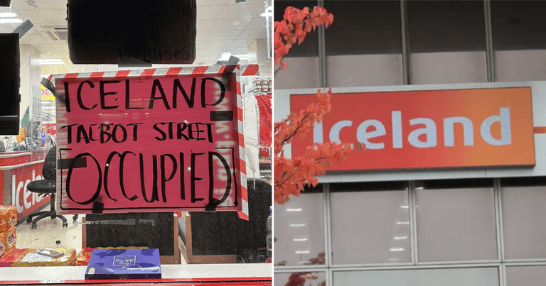 Iceland staff stage sit-in at Talbot Street branch following sudden closure Iceland staff stage sit-in at Talbot Street branch following sudden closure