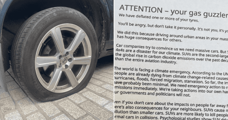 Climate action group deflate tyres of SUV ‘gas guzzlers’ in Dublin southside Climate action group deflate tyres of SUV ‘gas guzzlers’ in Dublin southside