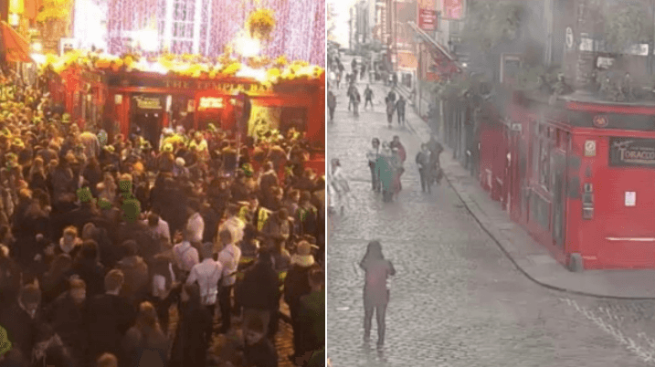 PICS: Paddy’s Day in Temple Bar 2019 v 2020 is quite the contrast