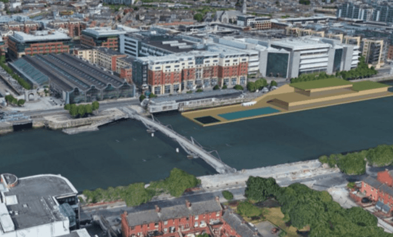DCC has proposed a heated outdoor swimming pool at Custom House Quay DCC has proposed a heated outdoor swimming pool at Custom House Quay
