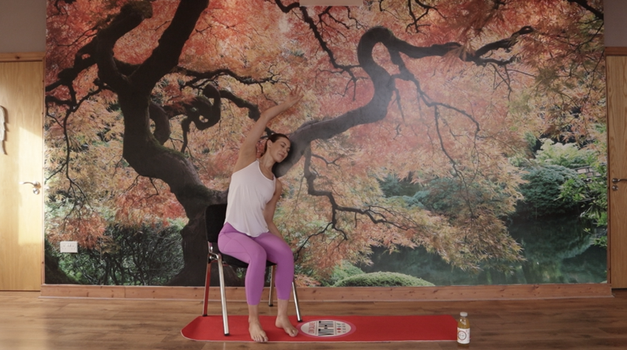 Pilates teacher Caoimhe O'Dwyer showing us her simple chair yoga routine