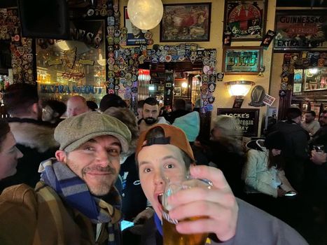 david beckham and son cruz in a dublin pub